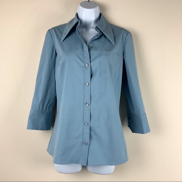 Michael Kors blue button up shirt. Size 2 - Picture 1 of 10